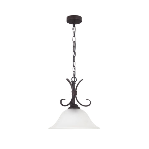 GASTON II Single Bronze with Frost Glass Shade Traditional Pendant