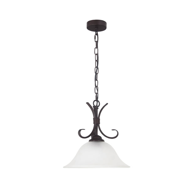 GASTON II Single Bronze with Frost Glass Shade Traditional Pendant