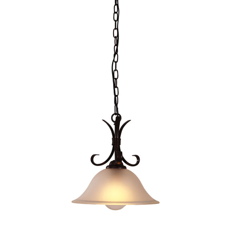 GASTON II Single Bronze with Frost Glass Shade Traditional Pendant