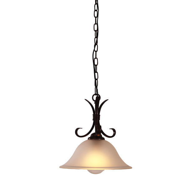 GASTON II Single Bronze with Frost Glass Shade Traditional Pendant