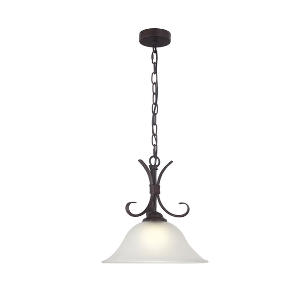 GASTON II Single Bronze with Frost Glass Shade Traditional Pendant