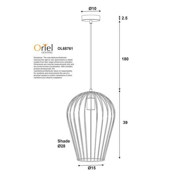 Olam 27 Single Pendant Black