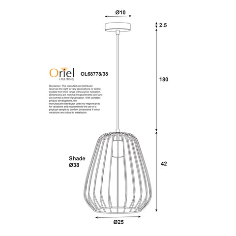 Pera 38 Single Pendant Black