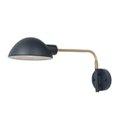 KLAS Black and Antique Brass Swing Arm E27 Wall Light