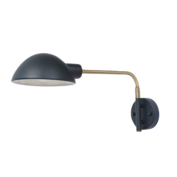KLAS Black and Antique Brass Swing Arm E27 Wall Light