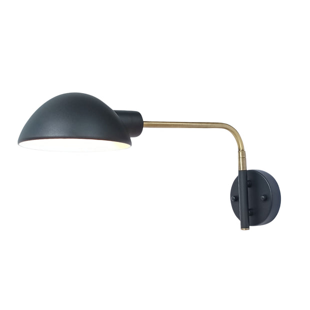 KLAS Black and Antique Brass Swing Arm E27 Wall Light