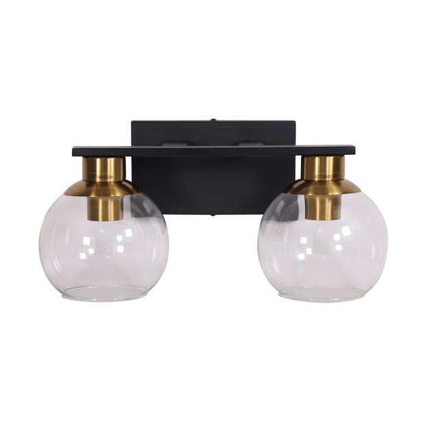 Clayton Double Glass Brass Wall Light