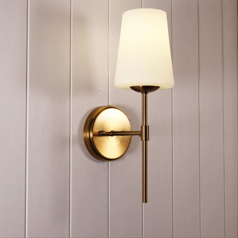 Kinbury Satin Brass/Opal wall Light E27