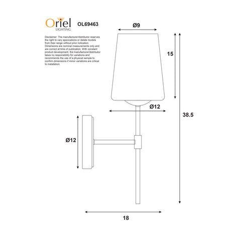 Kinbury Satin Brass/Opal wall Light E27