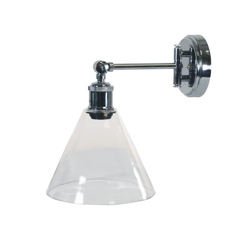 HEATH 1 Light Chrome and Clear Glass E27 Swing Arm Wall Light