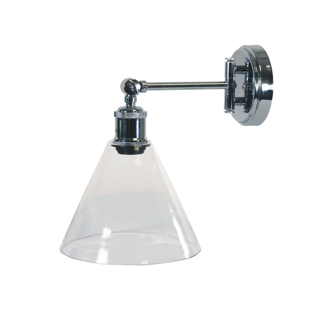 HEATH 1 Light Chrome and Clear Glass E27 Swing Arm Wall Light