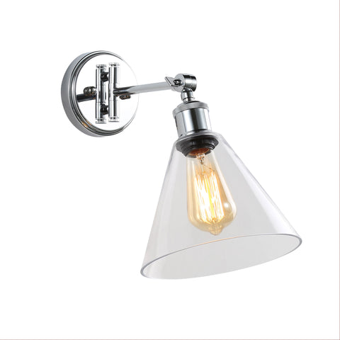 HEATH 1 Light Chrome and Clear Glass E27 Swing Arm Wall Light