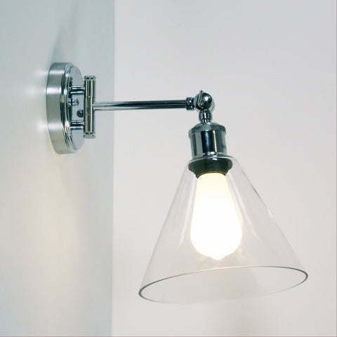 HEATH 1 Light Chrome and Clear Glass E27 Swing Arm Wall Light