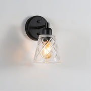 DRAM Black with Vinage Cut Clear Glass E27 Wall Light