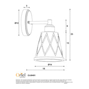 DRAM Black with Vinage Cut Amber Glass E27 Wall Light