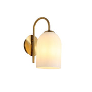 Arley Satin Brass Opal Ribbed Glass Wall Light