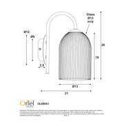 Arley Satin Brass Opal Ribbed Glass Wall Light