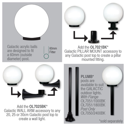 Galactic Pillar Mount Accessory Black Acrylic