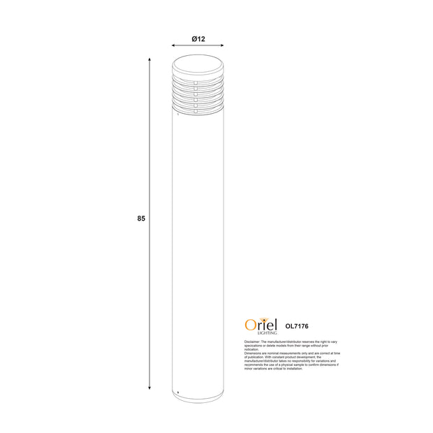 BRAY Black 85cm E27 240V Bollard Light