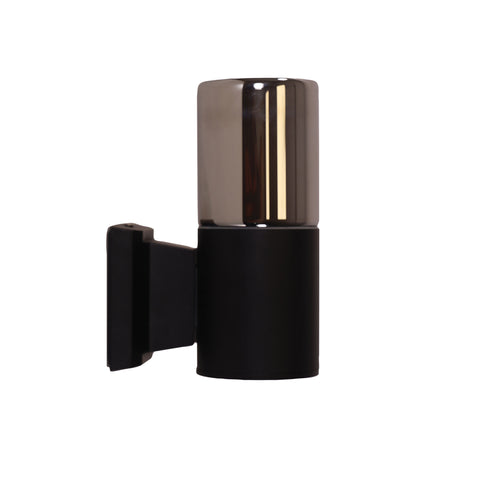 Wanaka Black with Mirror Smoke Glass IP65 E27 Wall Light