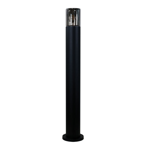 Wanaka Black with Mirror Smoke Glass 80cm IP65 E27 Bollard Light