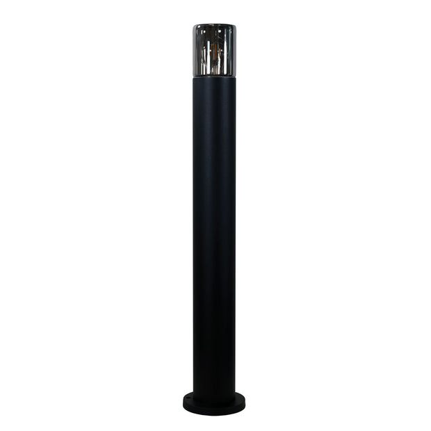 Wanaka Black with Mirror Smoke Glass 80cm IP65 E27 Bollard Light