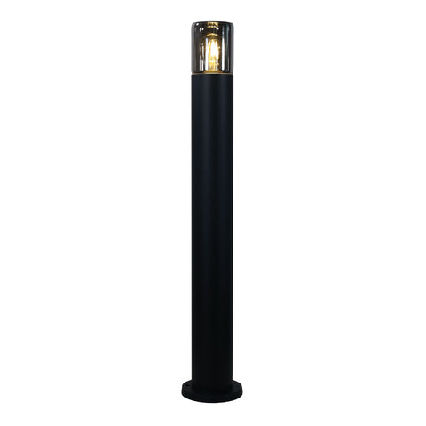 Wanaka Black with Mirror Smoke Glass 80cm IP65 E27 Bollard Light