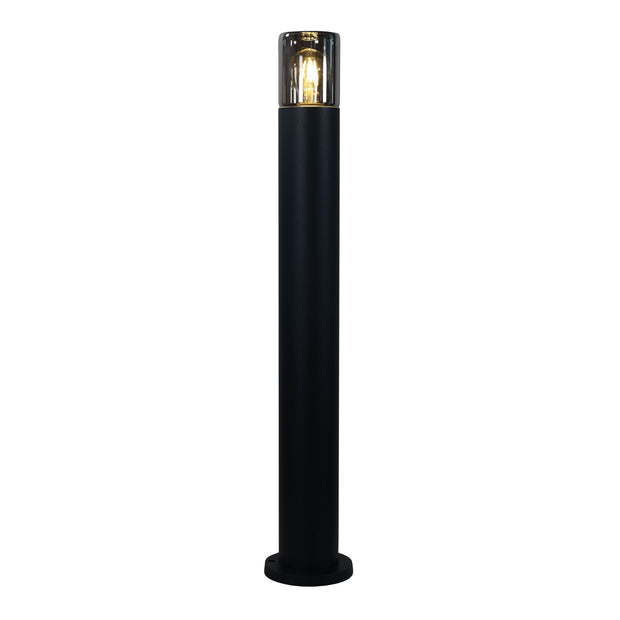 Wanaka Black with Mirror Smoke Glass 80cm IP65 E27 Bollard Light