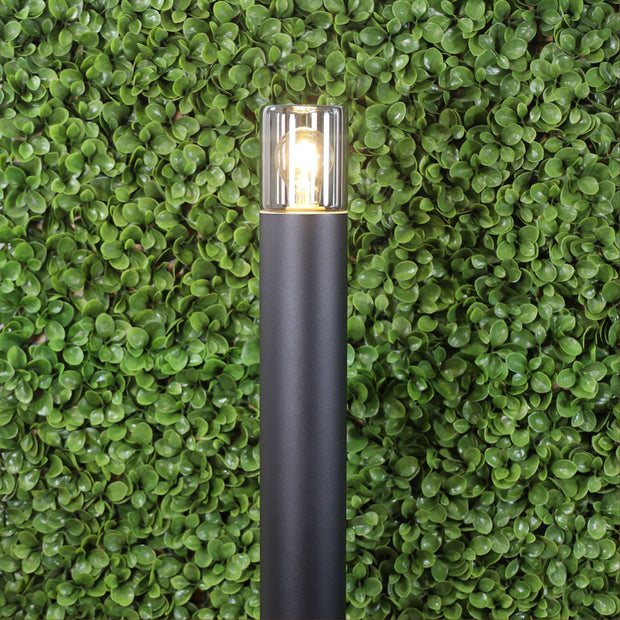 Wanaka Black with Mirror Smoke Glass 80cm IP65 E27 Bollard Light