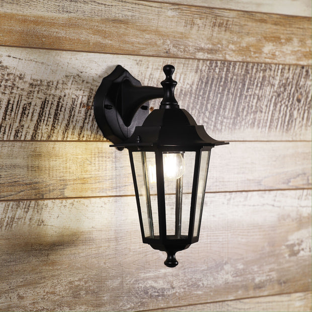 Ascot Down Facing Traditional IP44 Coach Light Black