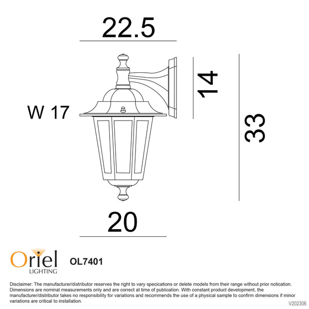 Ascot Down Facing Traditional IP44 Coach Light Black