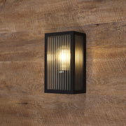 Chicago Reeded Glass IP44 Exterior Light Black