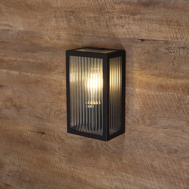 Chicago Reeded Glass IP44 Exterior Light Black