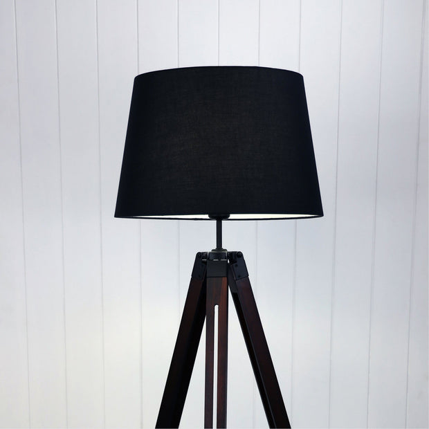 Trevi Floor Lamp Walnut with Black Shade