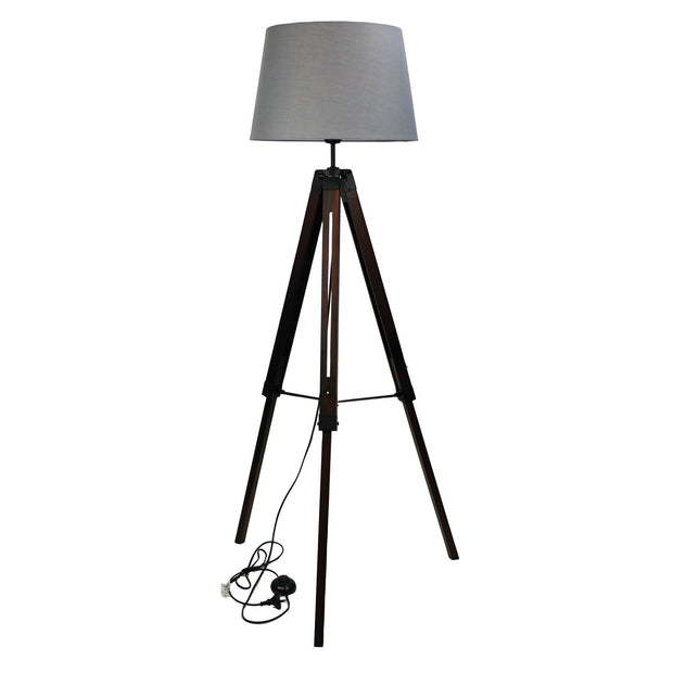 Trevi Floor Lamp Walnut with Grey Shade