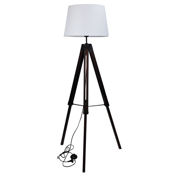 Trevi Floor Lamp Walnut with White Shade