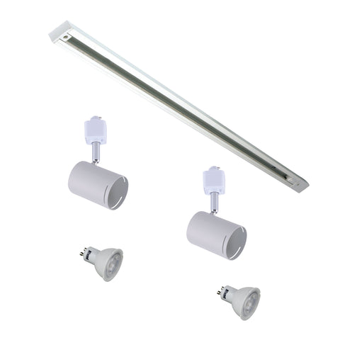 Baril 1m Track with 2x7w LED GU10 White Track Heads Single Circuit Kit