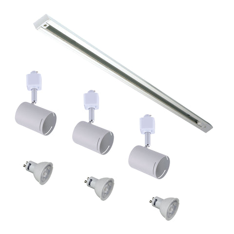 Baril 1m Track with 3x7w LED GU10 White Track Heads Single Circuit Kit