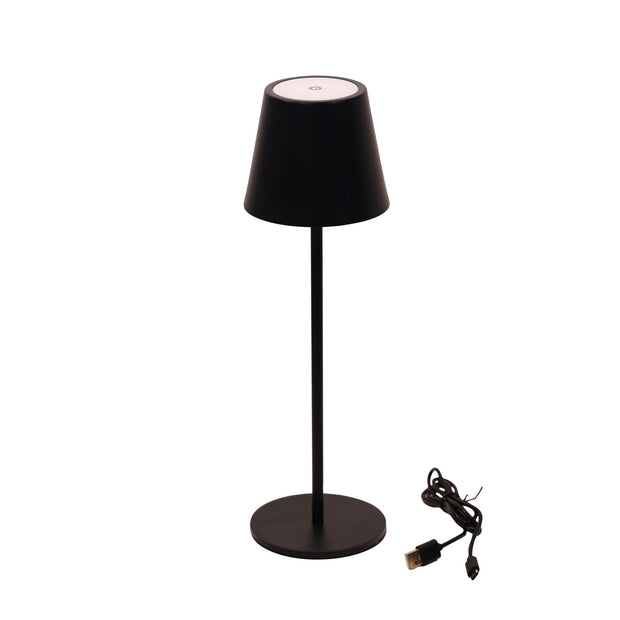 MINDY 3w 3000K LED Rechargeable Black Table Lamp