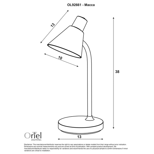 MACCA 4w LED 4000K White Desk Lamp