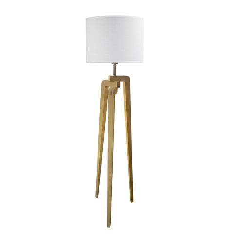 Lund Timber Floor Lamp With White Cotton Shade