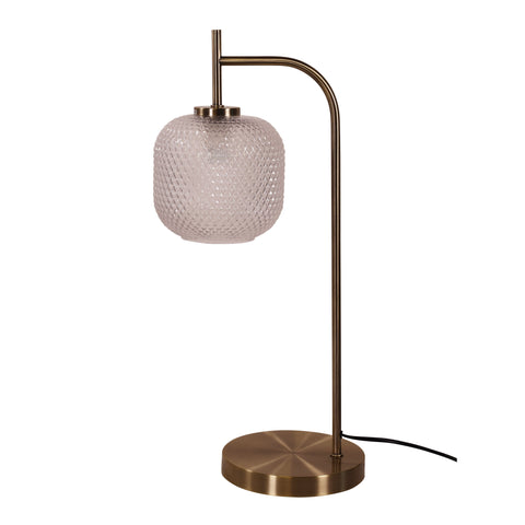 CROSS Antique Brass with Clear Diamond Pattern Glass Shade E14 Table Lamp
