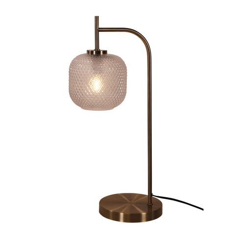 CROSS Antique Brass with Clear Diamond Pattern Glass Shade E14 Table Lamp