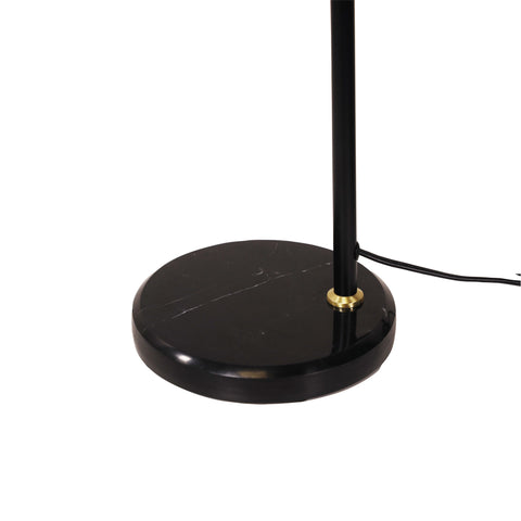 MYRA Black Marble and Satin Brass With Black Shade Height Adjustable E27 Table Lamp