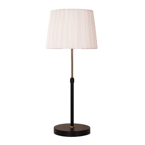 SOFIE Black and Antique Brass with White Pleated Shade Height Adjustable E27 Table Lamp