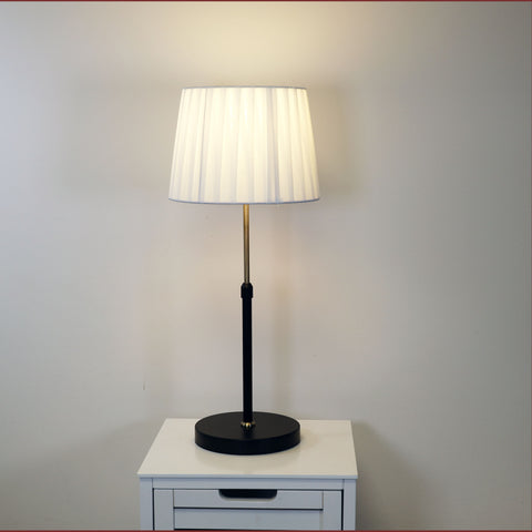 SOFIE Black and Antique Brass with White Pleated Shade Height Adjustable E27 Table Lamp