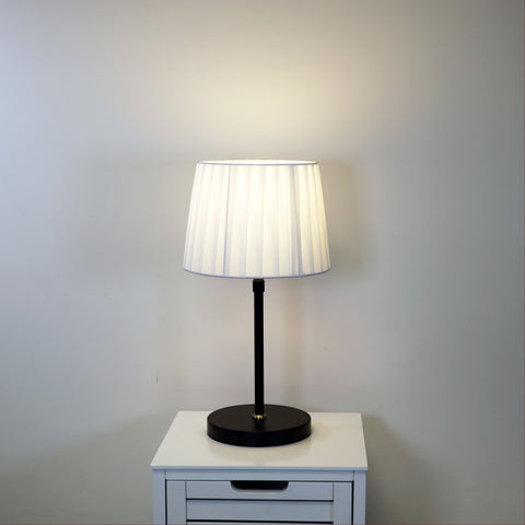 SOFIE Black and Antique Brass with White Pleated Shade Height Adjustable E27 Table Lamp