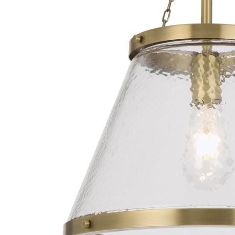 Olmont Gold / Textured Clear Glass Pendant E27