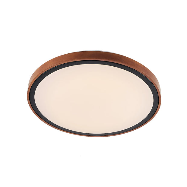ORLIN 12w LED CCT 3Step Dimmable Black and Walnut Trim Round Oyster