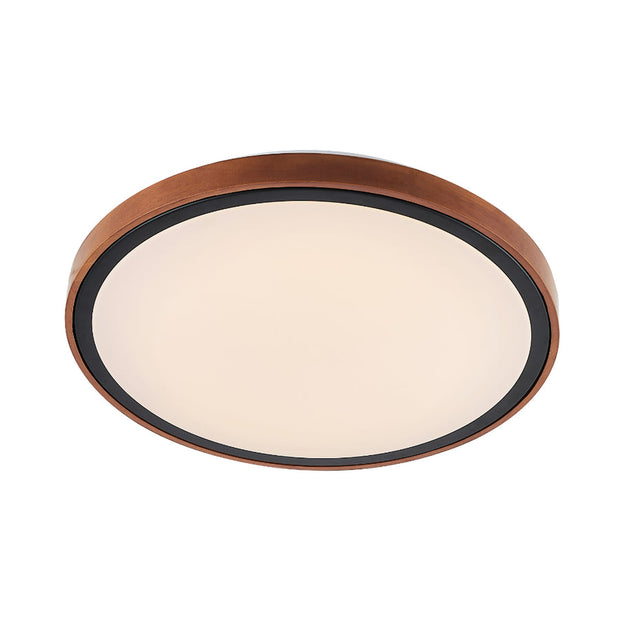 ORLIN 24w LED CCT 3Step Dimmable Black and Walnut Trim Round Oyster
